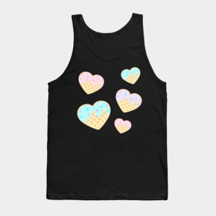 Cute Pastel Kawaii Waffle Hearts with Sprinkles Tank Top